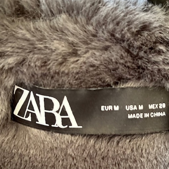 Zara  Black Moto Jacket  Faux Suede and Fur - Picture 6 of 7